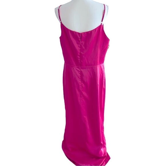 Elle Zeitoune Pink Silk Like Slip Gown Size XL - Picture 3 of 7